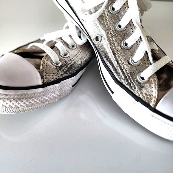 Converse silver canvas Chuck Taylor All Star low top sneakers - Picture 6 of 15